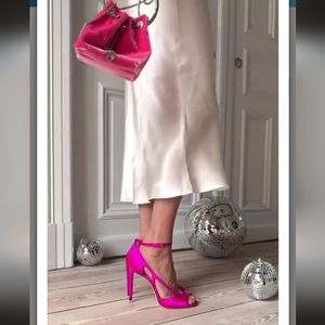 Jimmy Choo Liu hot pink fuschia neon heel ankle strap blogger
